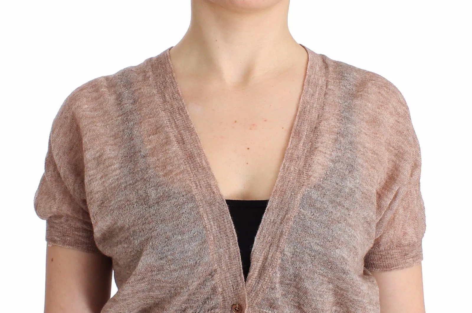 Lingerie Knit Brown Wool Sweater Cardigan