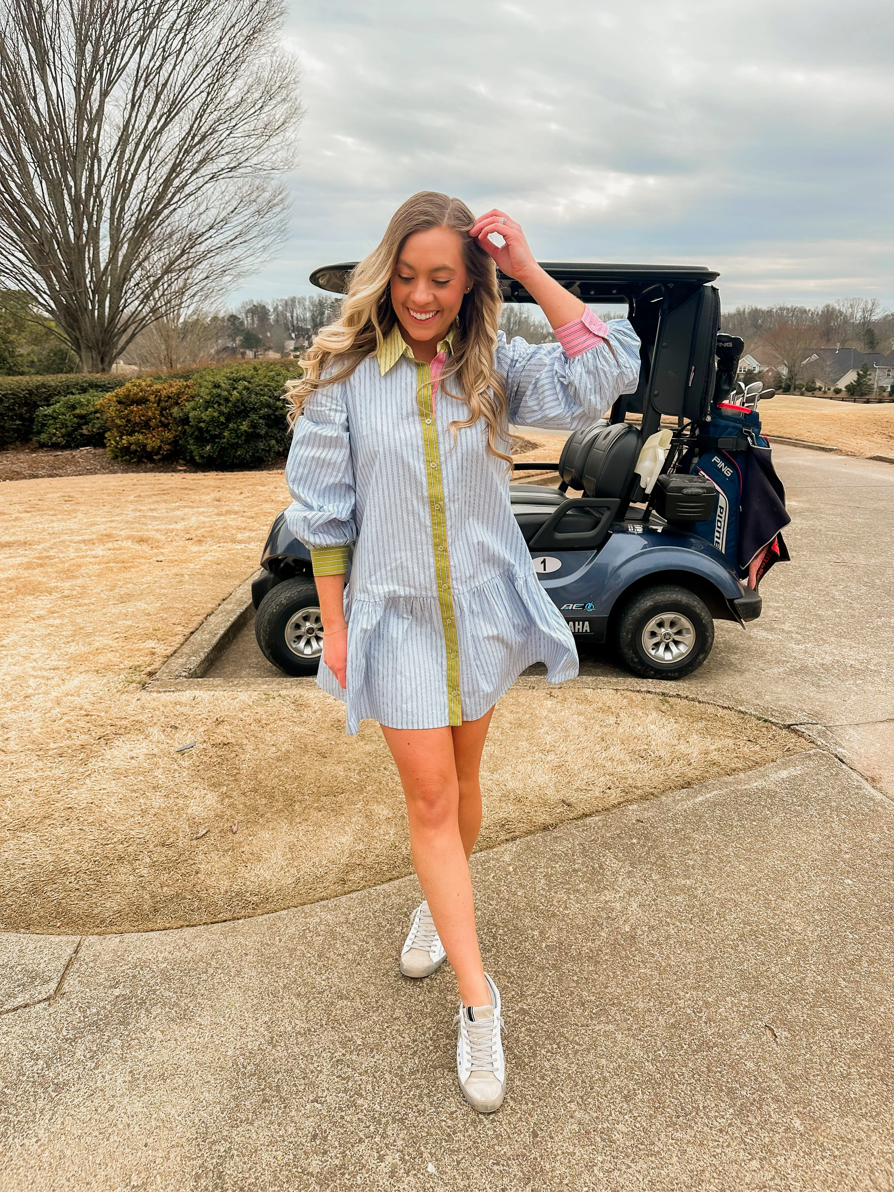 Long Sleeve Stripe Mini Dress