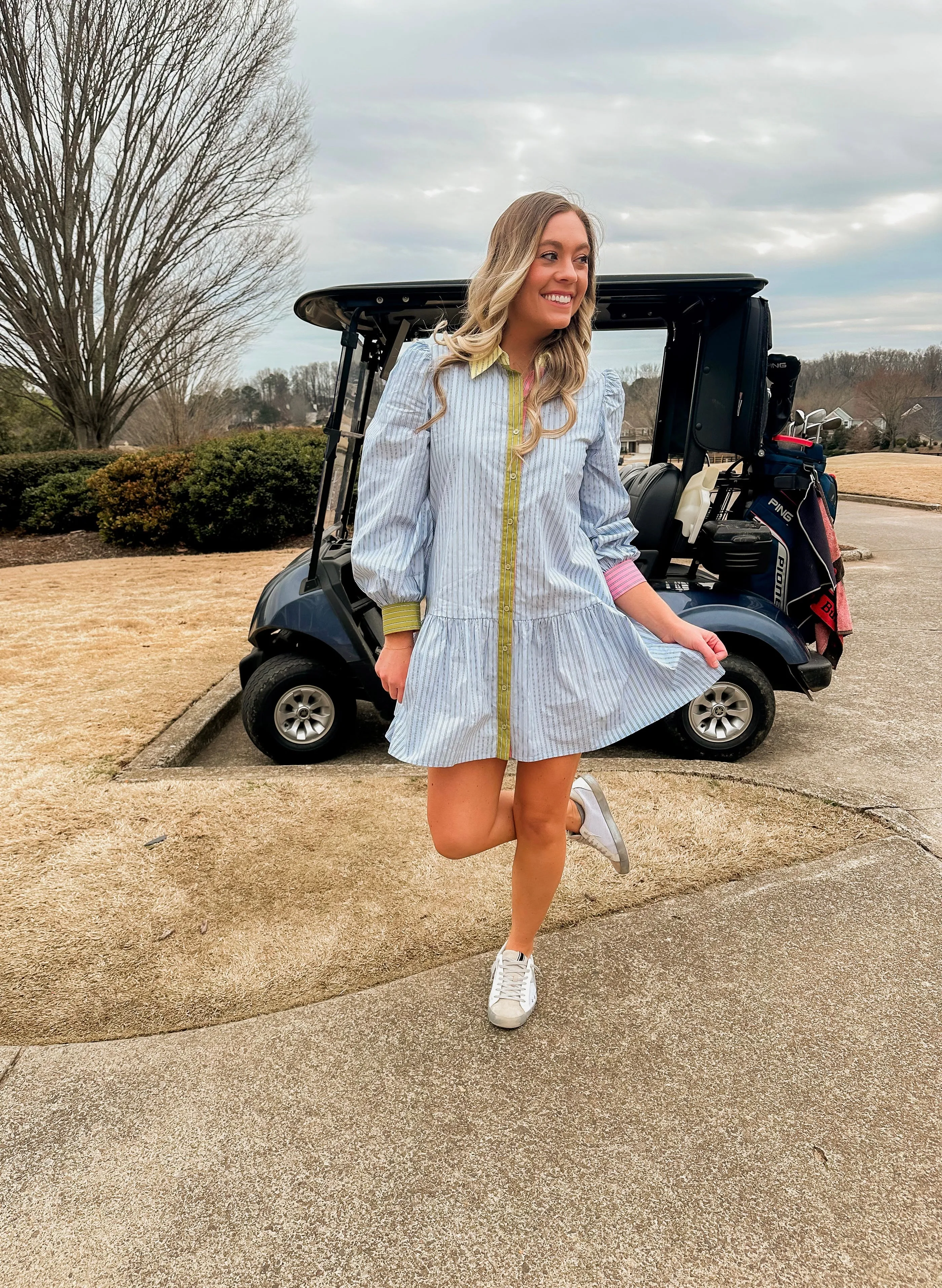 Long Sleeve Stripe Mini Dress