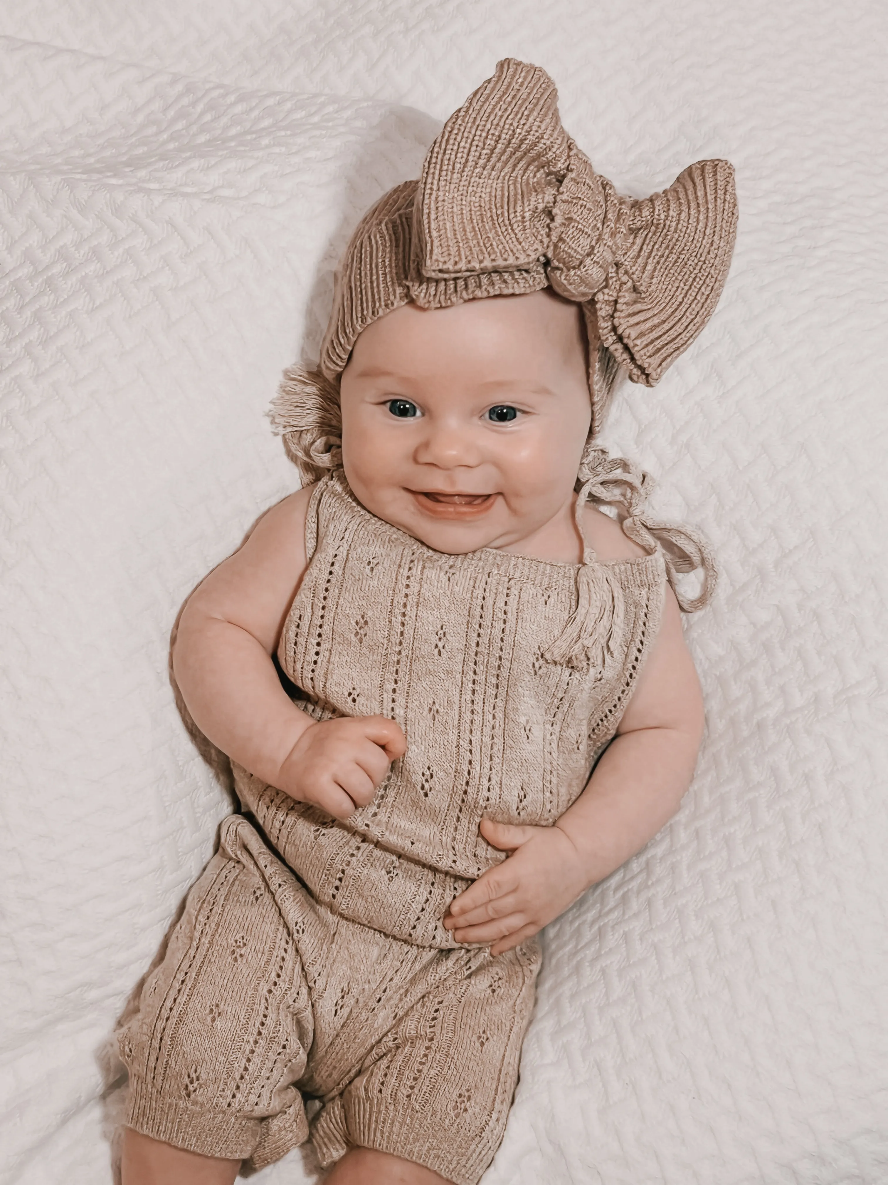 Luna   Luca Pointelle Romper - Heather Beige