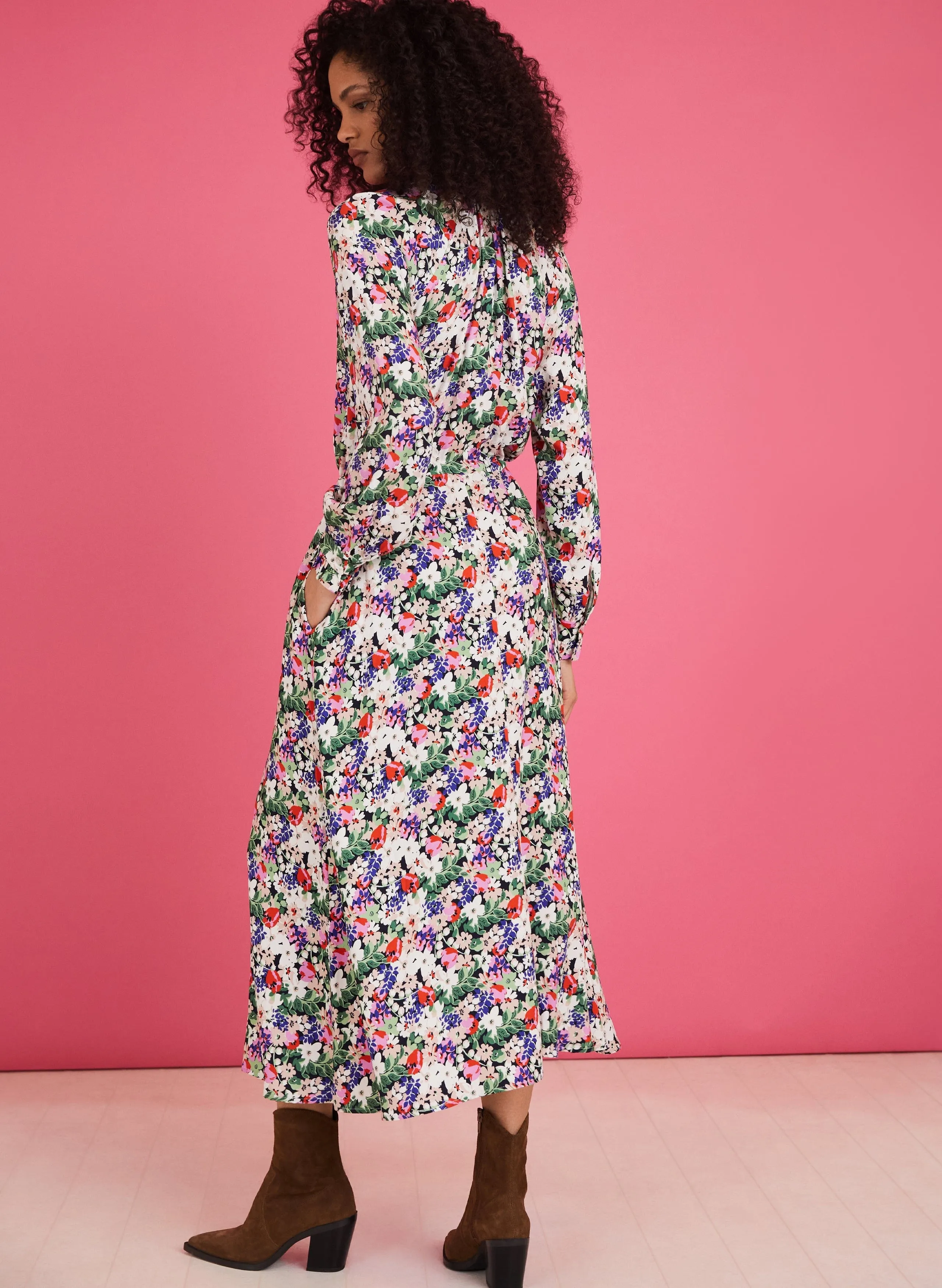 Luna Midi Dress with Livaeco | Pink Bloom