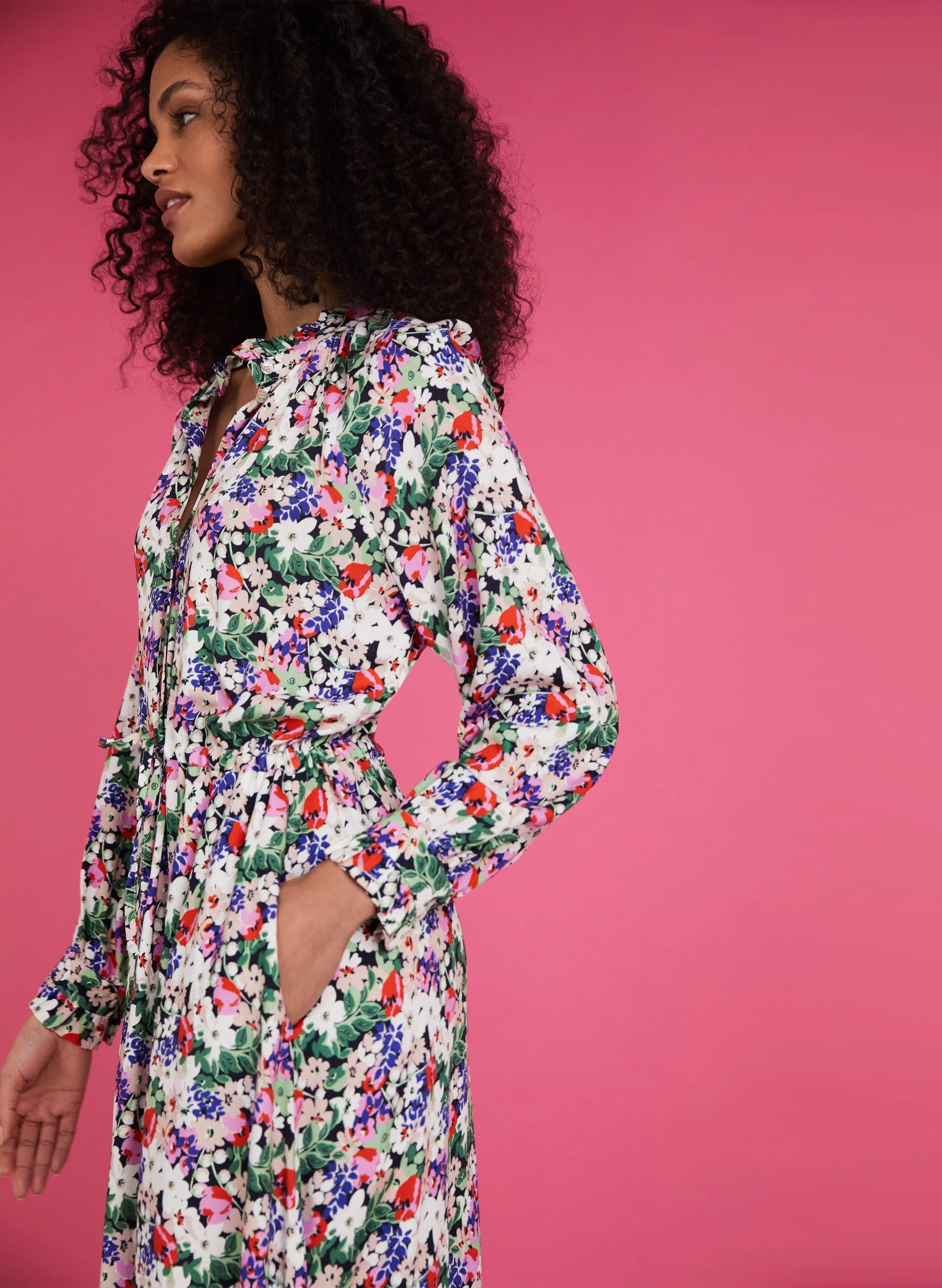 Luna Midi Dress with Livaeco | Pink Bloom