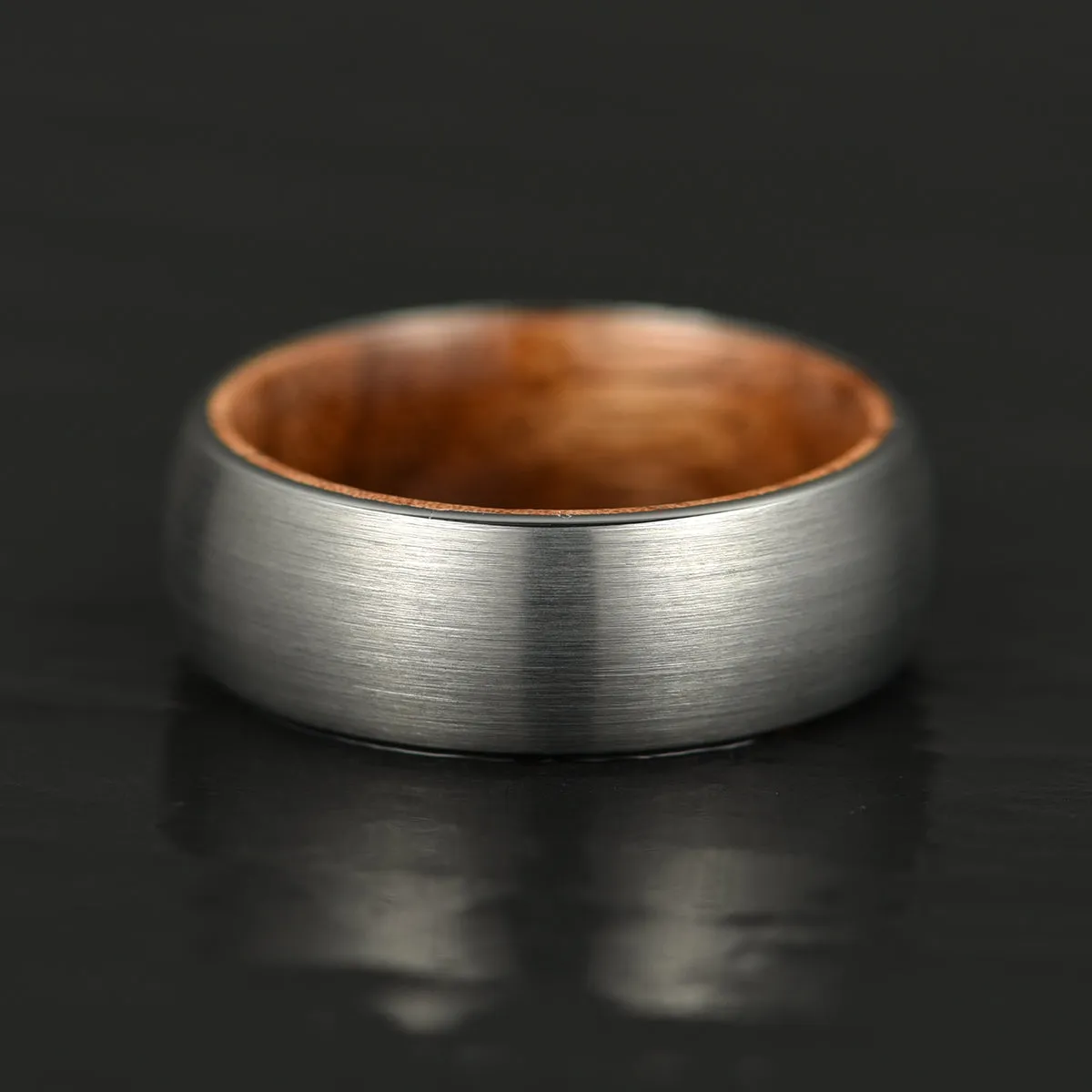 Matte Grey Flat Titanium Koa Wood Men's Wedding Band 8MM