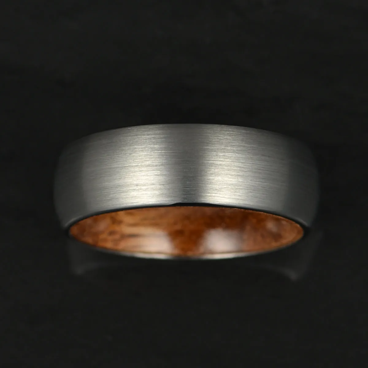 Matte Grey Flat Titanium Koa Wood Men's Wedding Band 8MM