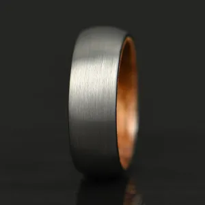 Matte Grey Flat Titanium Koa Wood Men's Wedding Band 8MM
