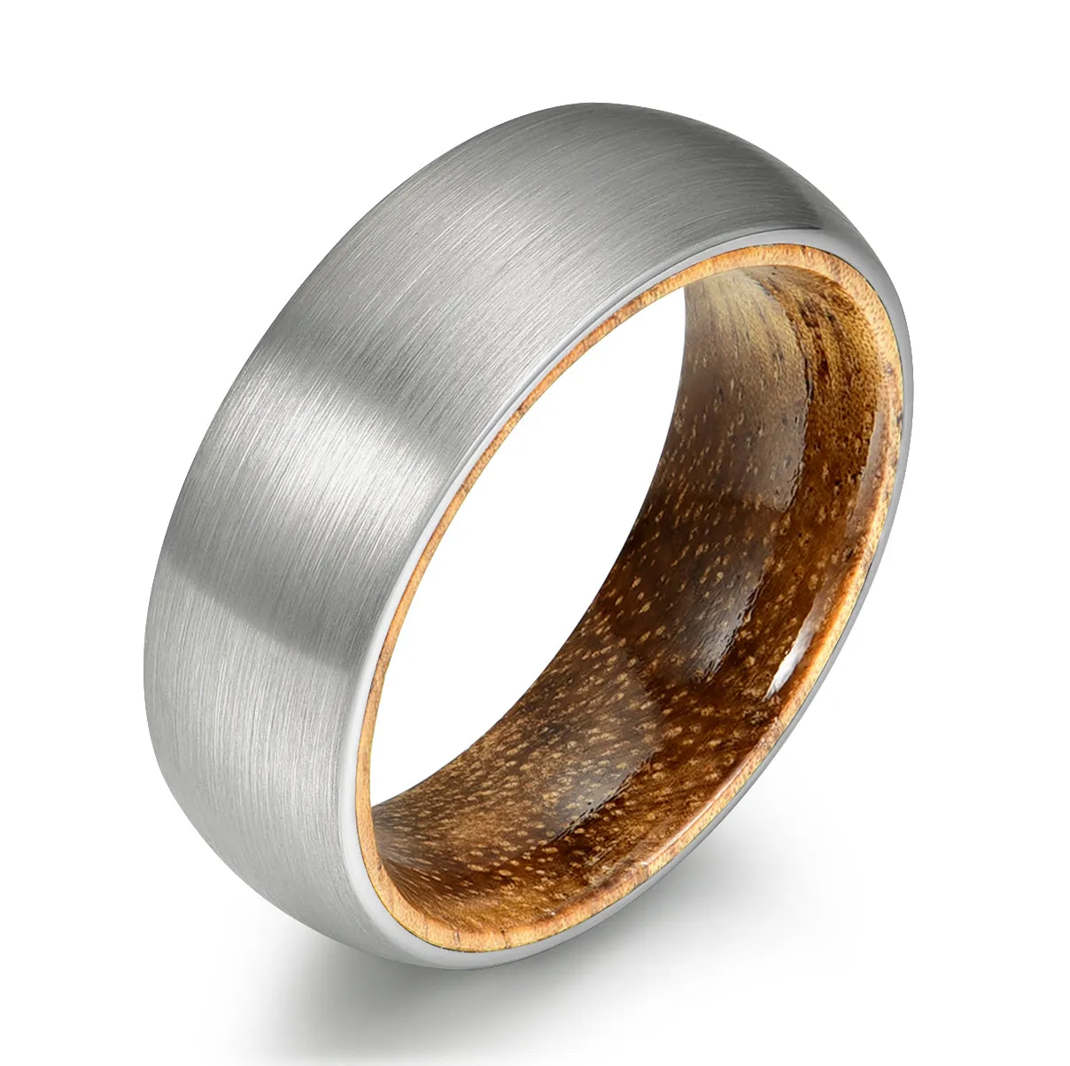 Matte Grey Flat Titanium Koa Wood Men's Wedding Band 8MM