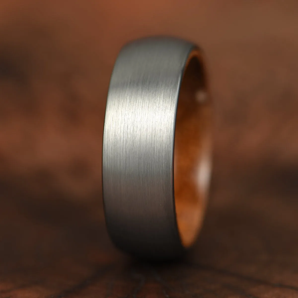 Matte Grey Flat Titanium Koa Wood Men's Wedding Band 8MM