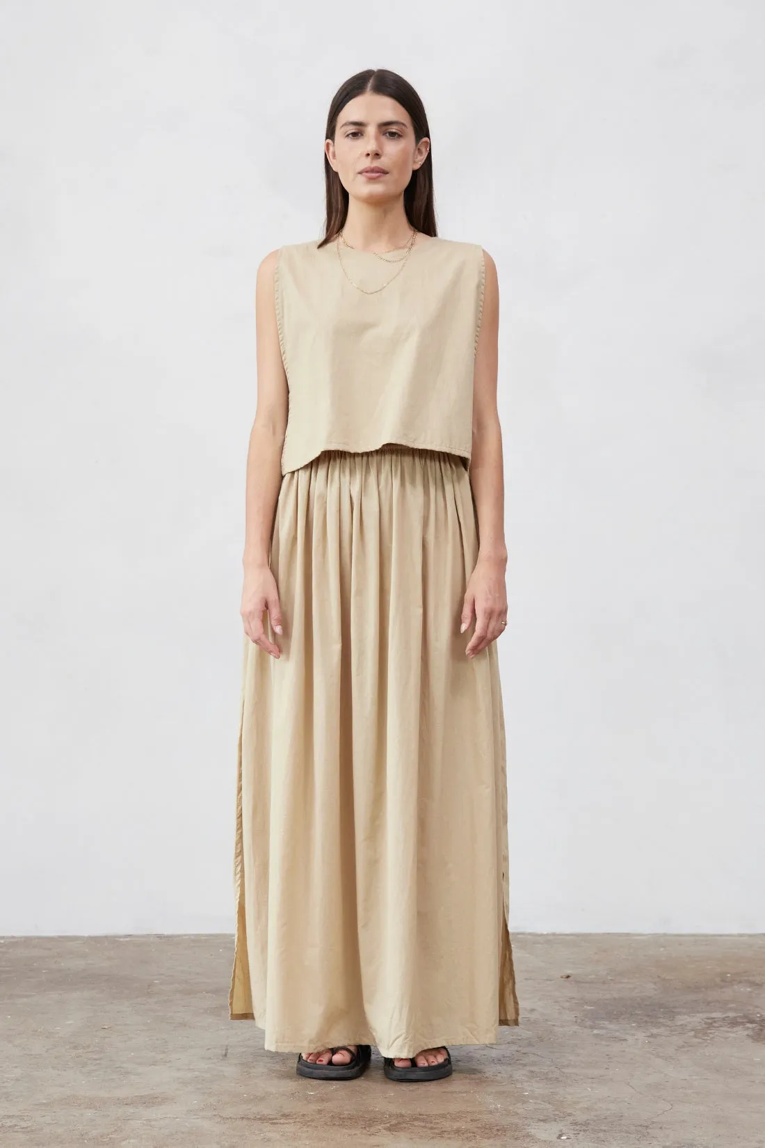 Maya Organic Cotton Maxi Skirt Ice Coffee