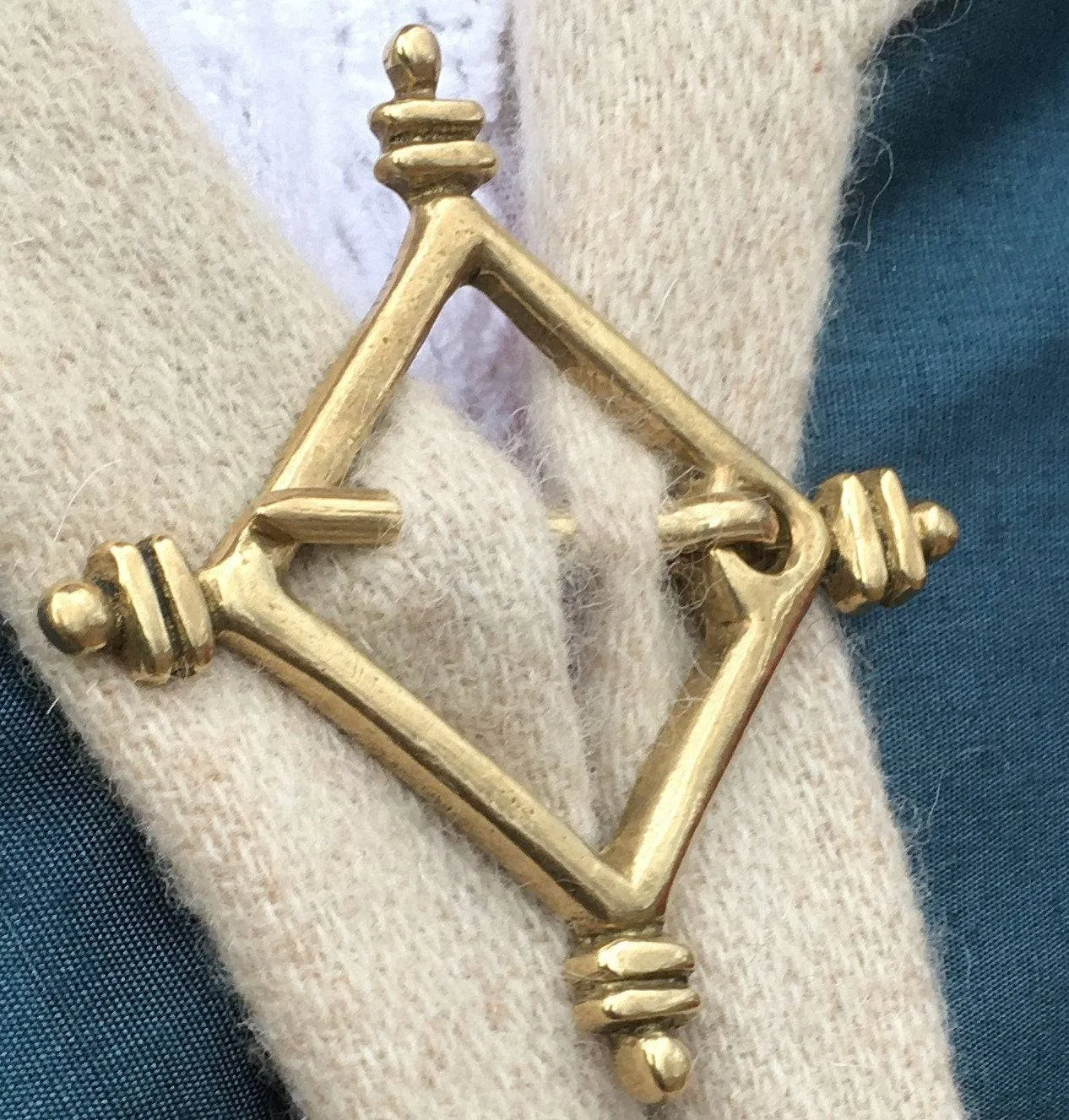 Medieval Lozenge Brooch - with decorative terminals
