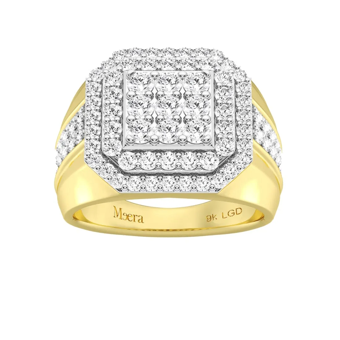 Meera Halo Men's Ring with 2.00ct of Laboratory Grown Diamonds in 9ct Yellow Gold