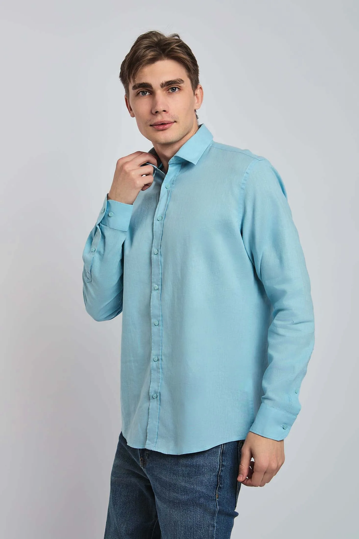Men Shirt Casual Regular Fit Pink