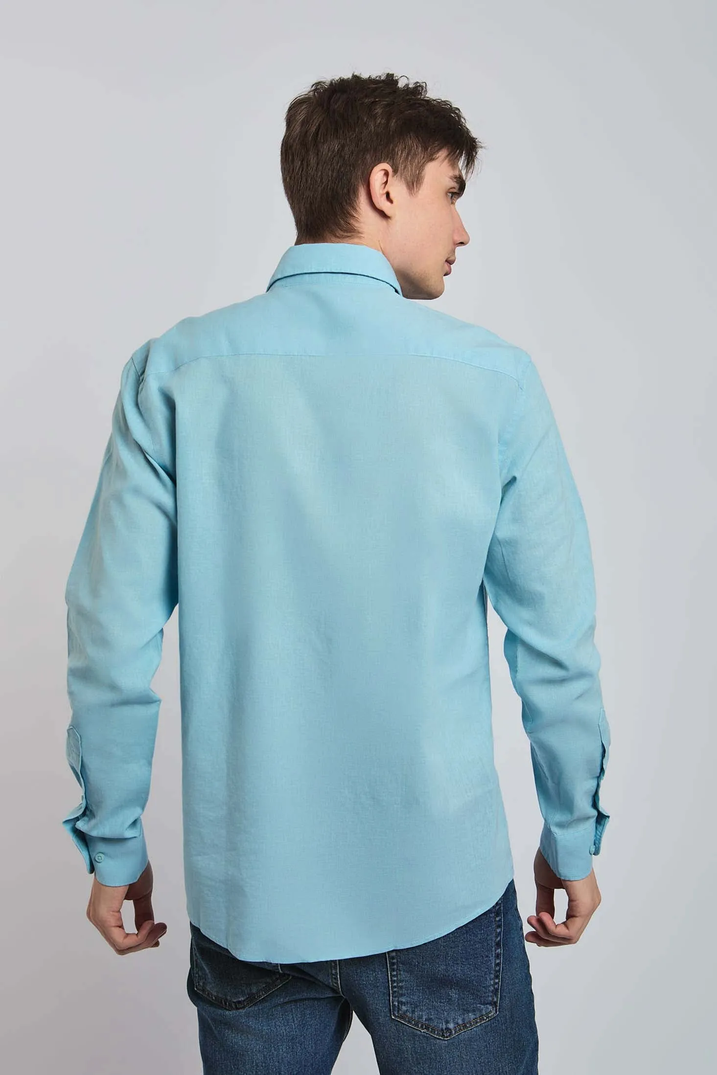 Men Shirt Casual Regular Fit Pink