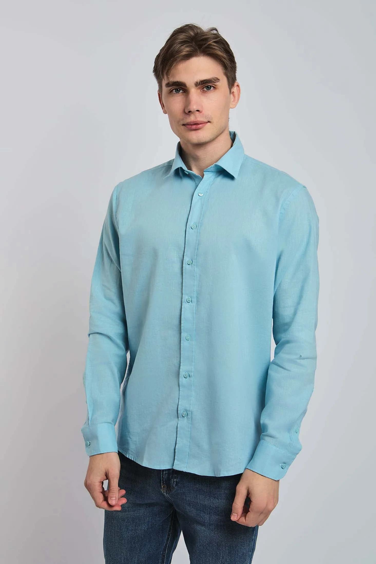 Men Shirt Casual Regular Fit Pink