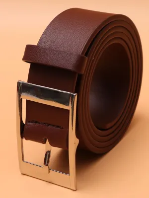 Men Square Buckle Belt - Coffee Brown