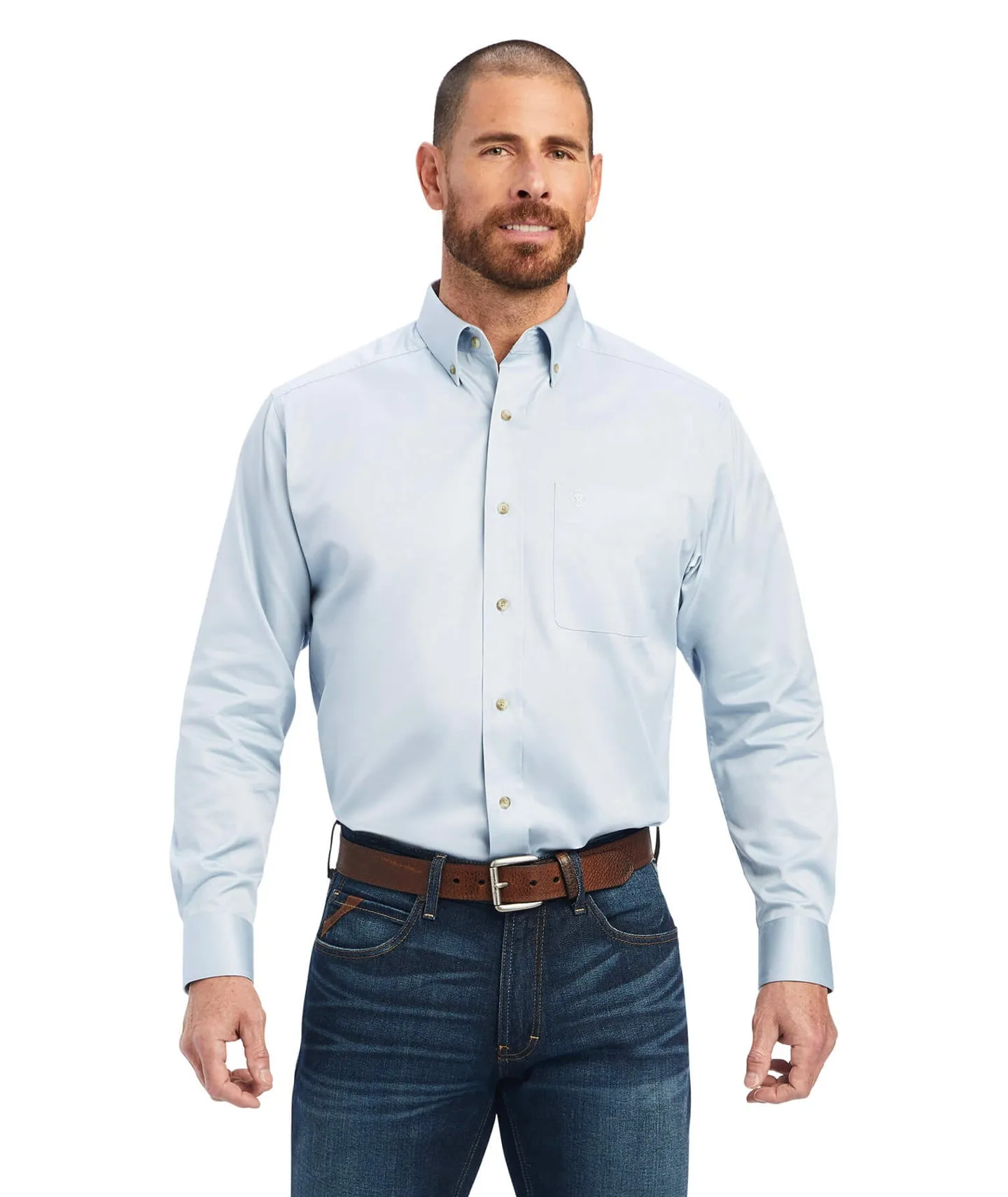 Men’s Ariat Cashmere Blue Solid Twill Classic Fit Shirt