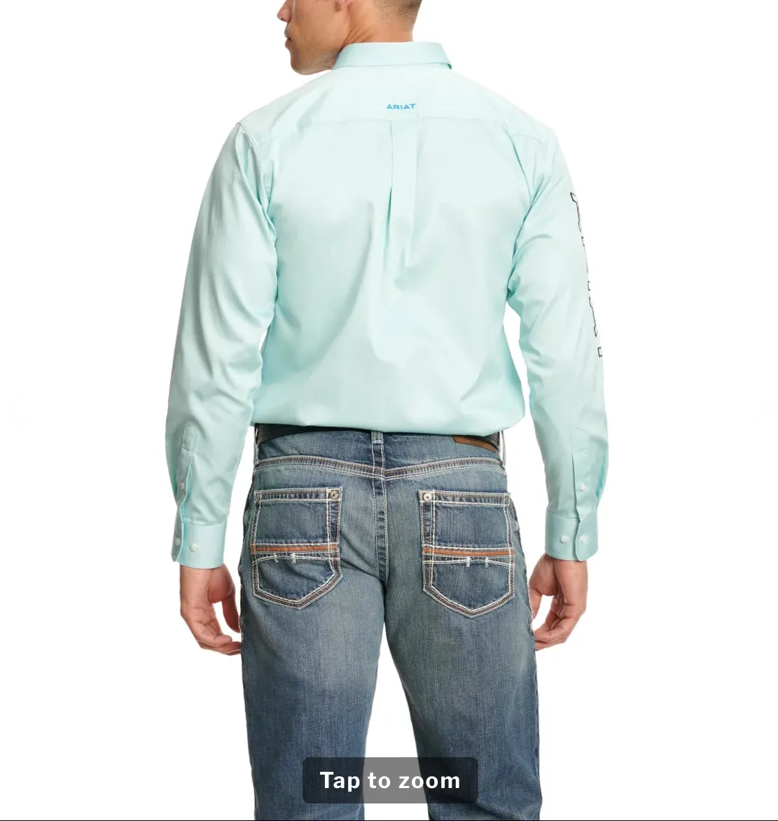 Men’s Ariat Light Aqua Team Logo Twill Fitted Shirt