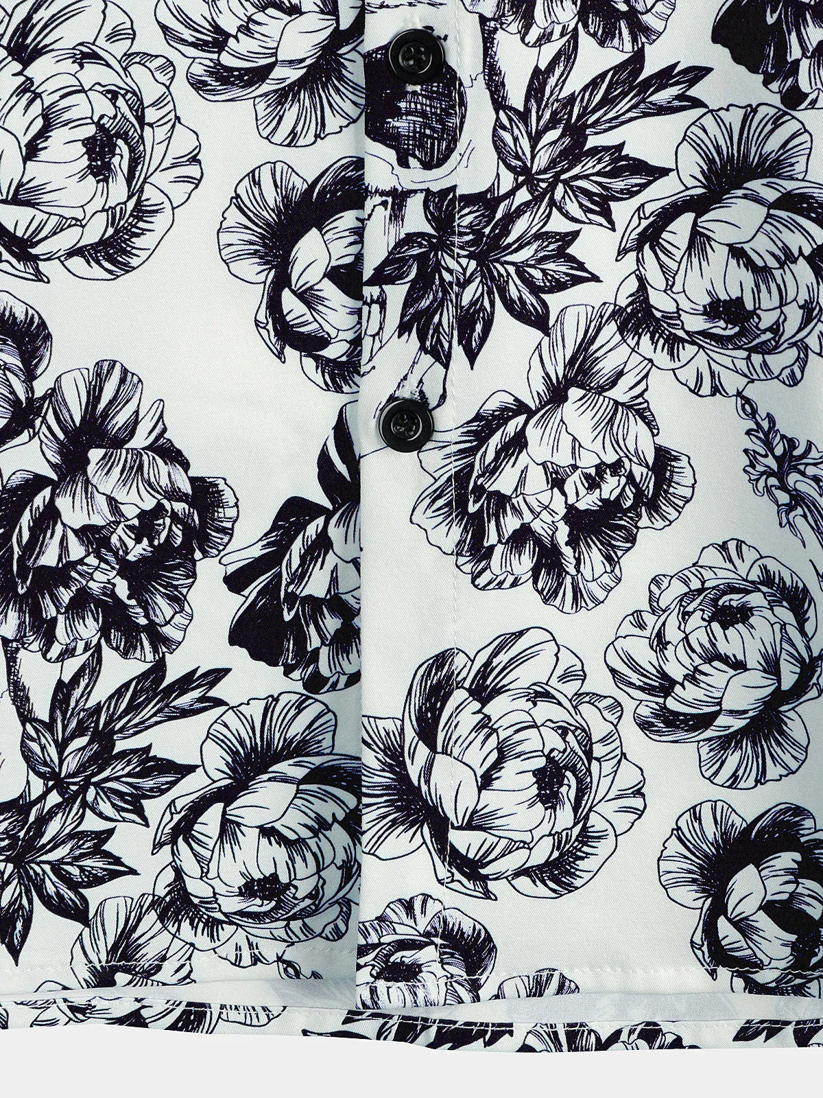 Men's Black Punk Rock Crown Floral Skull Print Short Sleeve Shirt