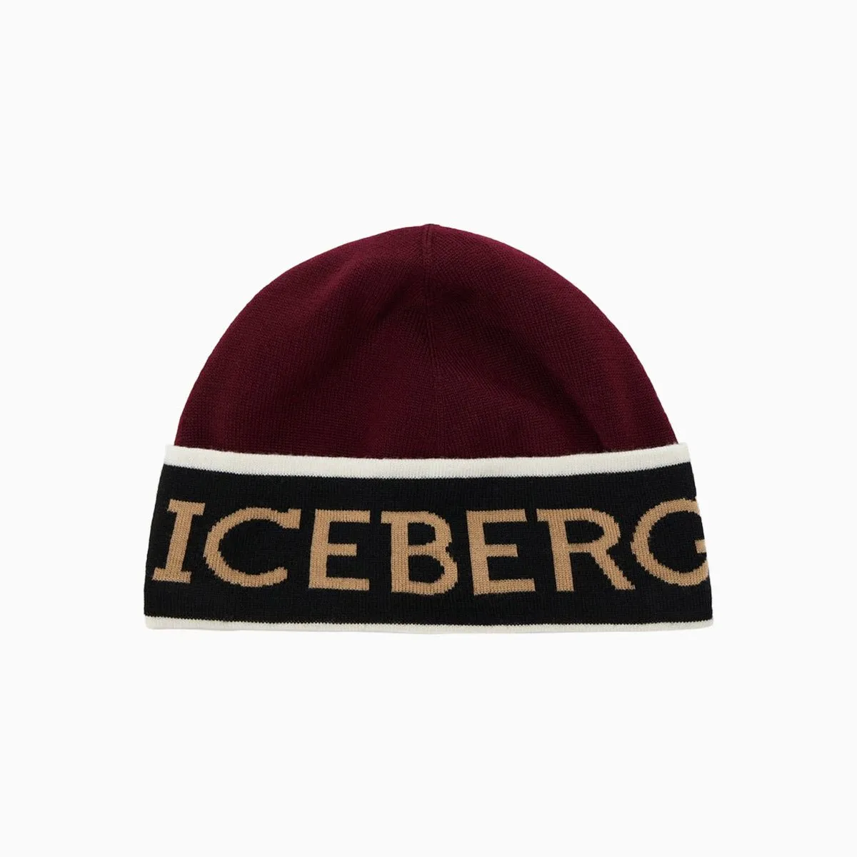 Men's Bordeaux Wool Beanie With Logo