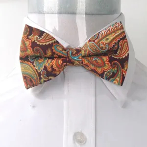 Men's Burgundy Paisley Silk Pre-Tied Bow Tie