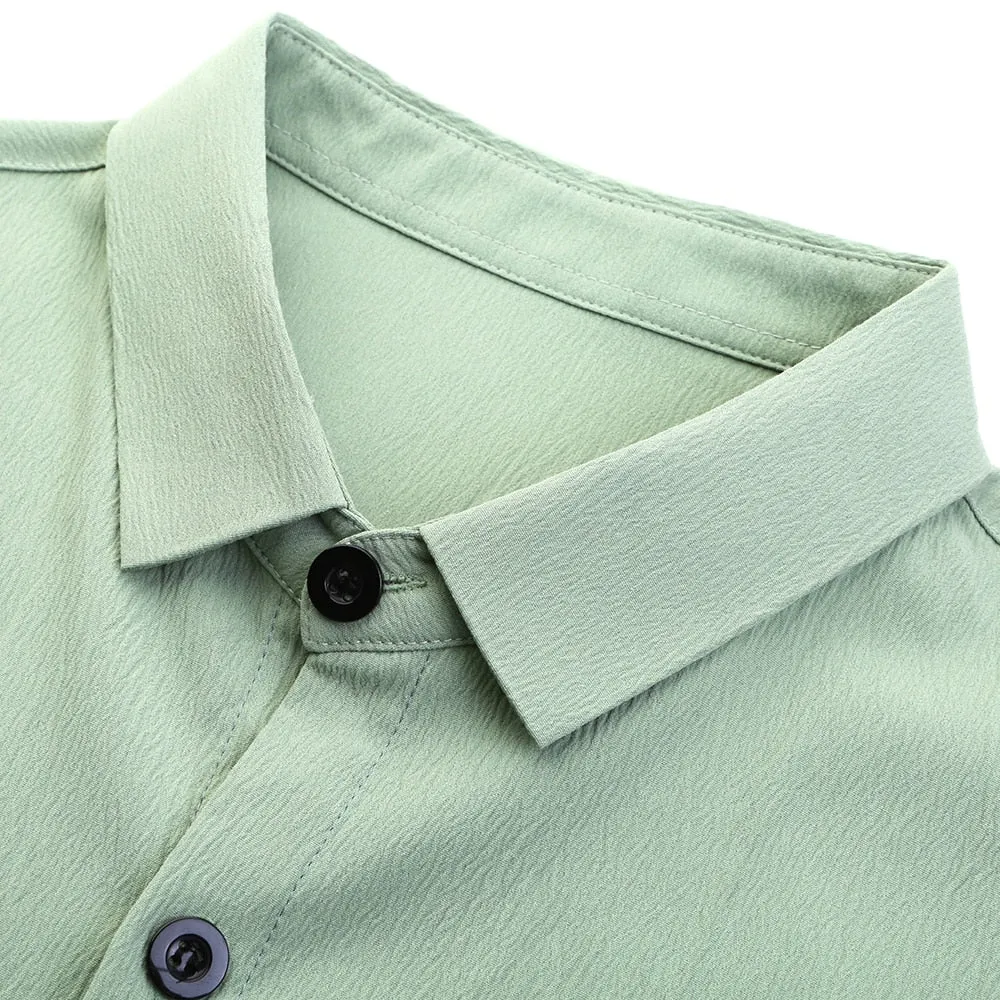 Men's Casual Long Sleeve Two Pocket Dress Shirt