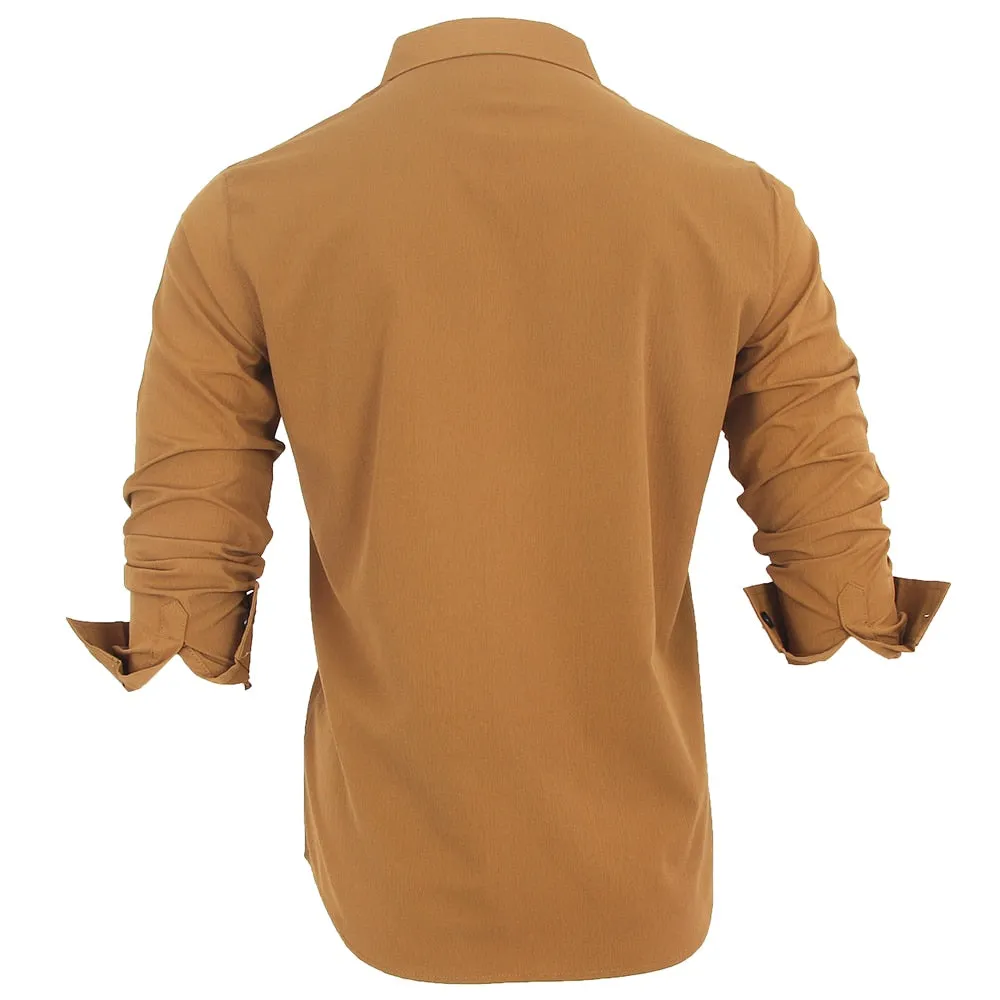 Men's Casual Long Sleeve Two Pocket Dress Shirt