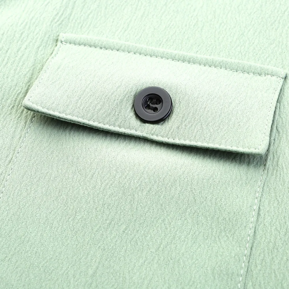 Men's Casual Long Sleeve Two Pocket Dress Shirt