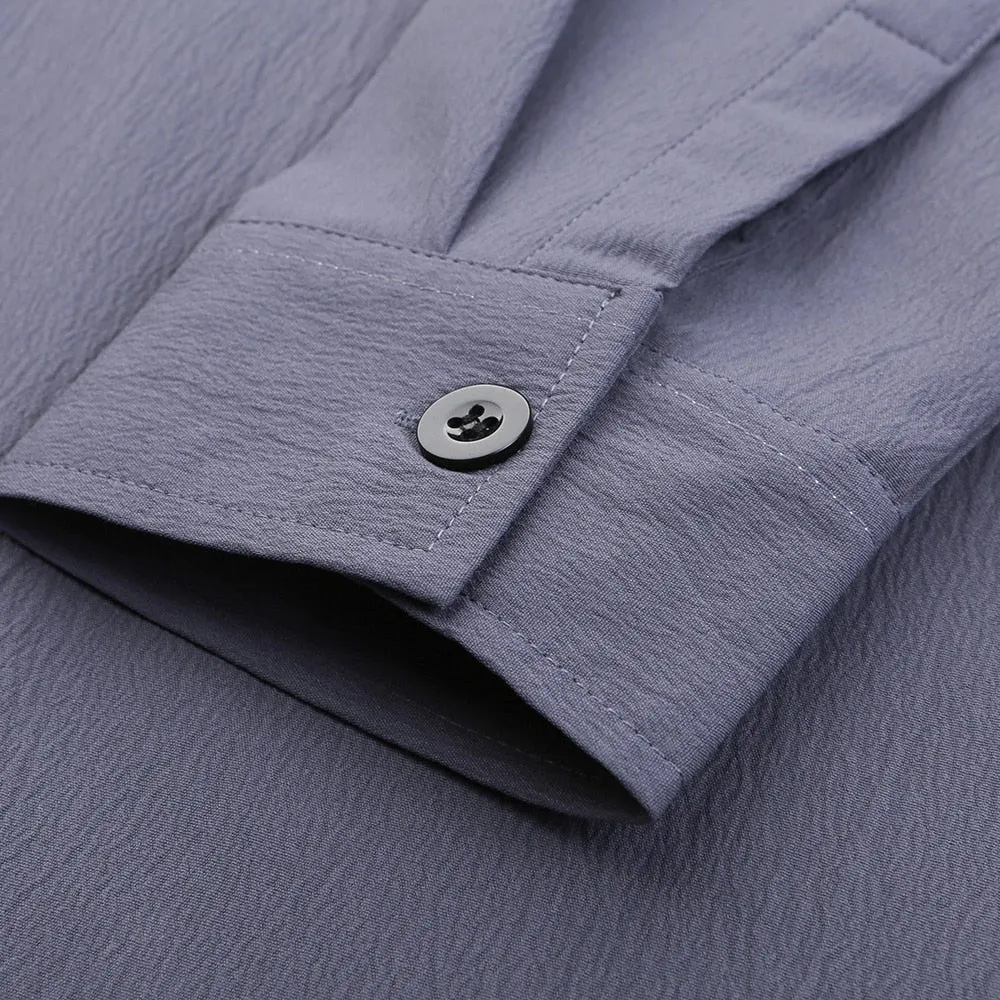 Men's Casual Long Sleeve Two Pocket Dress Shirt