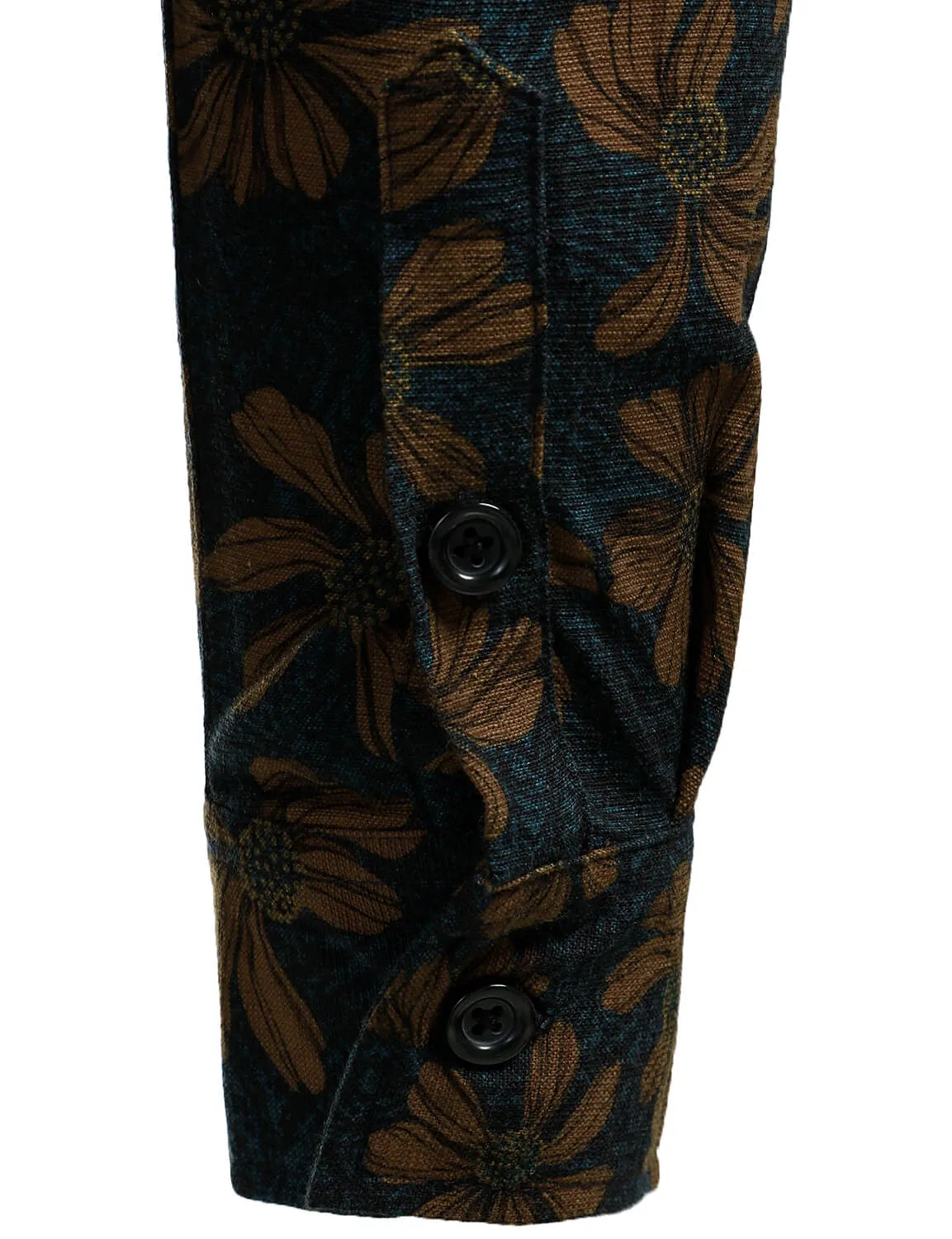 Men's Casual Vintage Floral Print Long Sleeve Dress Shirt