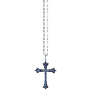 Men's Collection Gold & Sapphire Gothic Cross Necklace