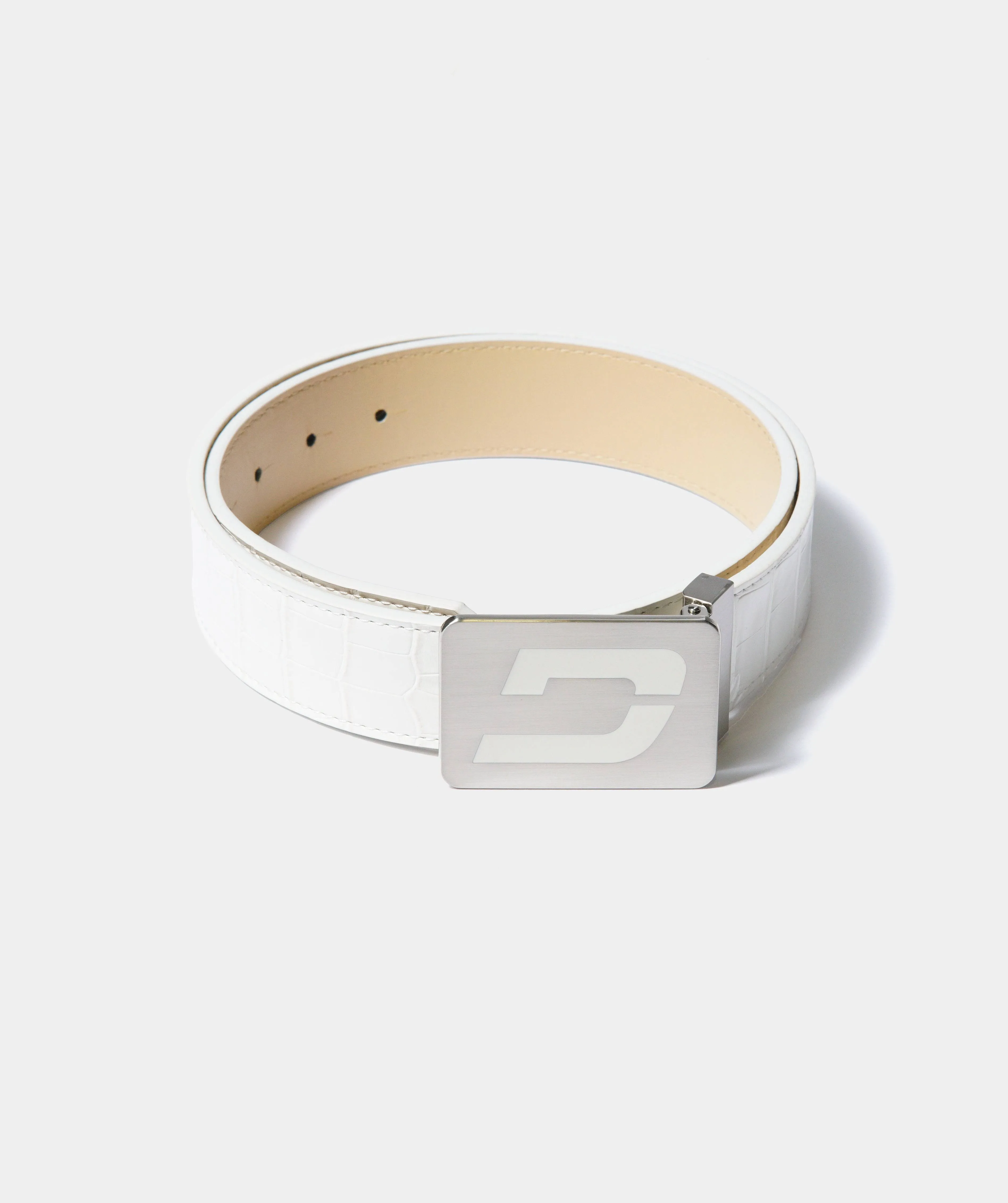 MEN'S CROC GOLF LEATHER BELT - WHITE (ONE SIZE FITS ALL)