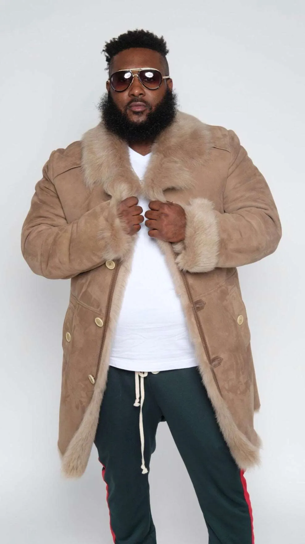 Men's Custom Made Tan Suede Toscana Shearling