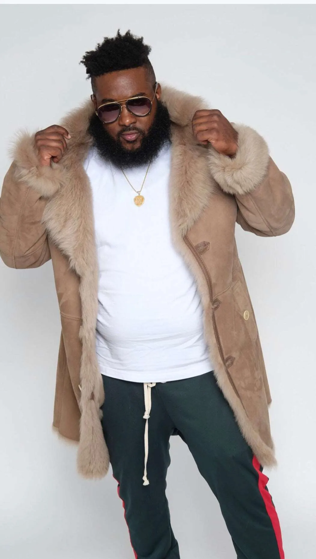 Men's Custom Made Tan Suede Toscana Shearling