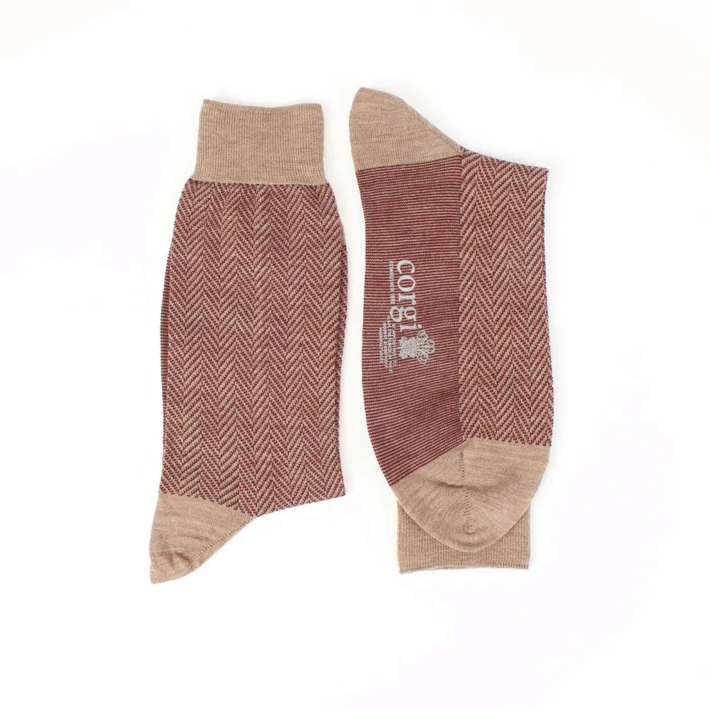 Men's Formal Herringbone Merino Wool Socks