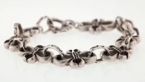 Men's Gothic Style Sterling Silver Bracelet 9" Long, Biker/Rocker Jewelry