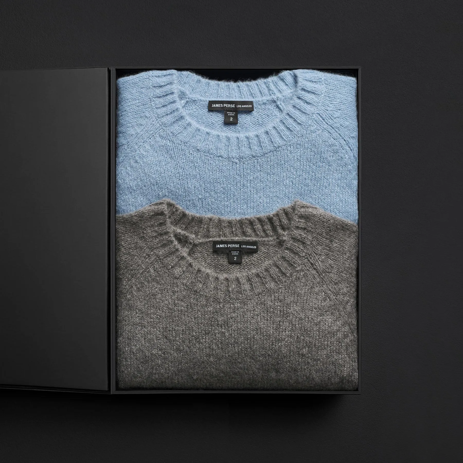 Men's Lightweight Textured Cashmere Crew Gift Set - Thunder/Azure