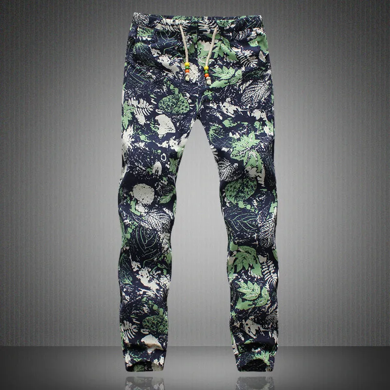 Men's Pants 2018 New Men's Fashion Print Pants Casual Men's Summer #300
