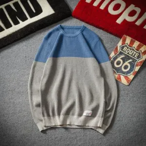 Men's Patchwork Color Knitted Pullover