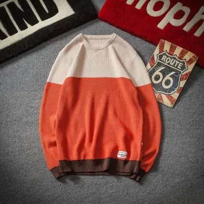 Men's Patchwork Color Knitted Pullover