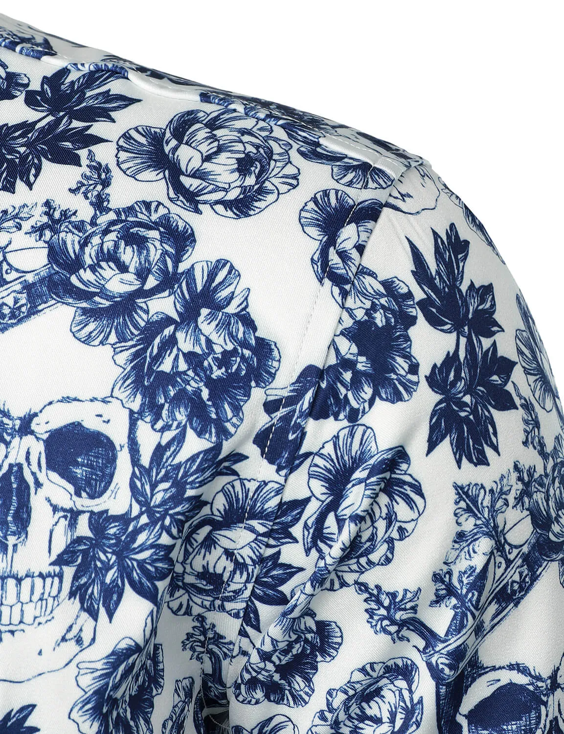 Men's Punk Rock Crown Floral Skull Print Long Sleeve Shirt