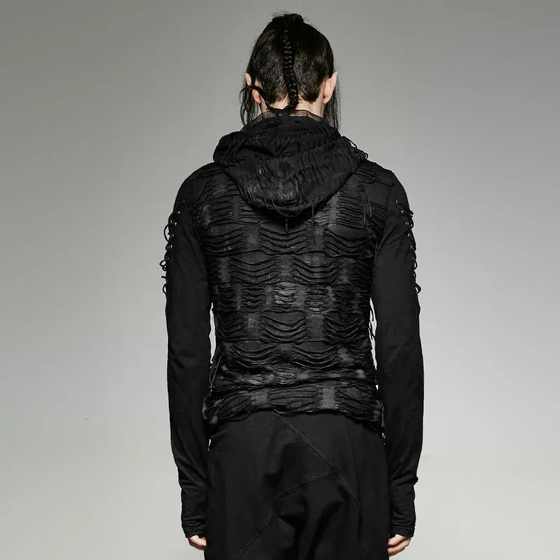 Men's Punk Rock/Street Punk Black Long Sleeve Men's shirt with hood