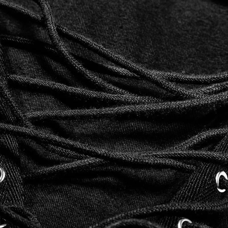 Men's Punk Rock/Street Punk Black Long Sleeve Men's shirt with hood