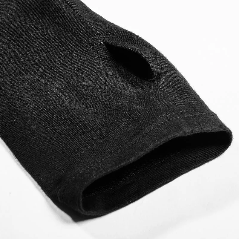 Men's Punk Rock/Street Punk Black Long Sleeve Men's shirt with hood