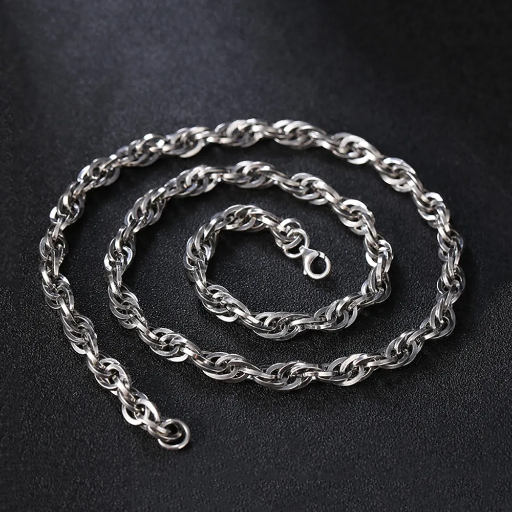 Men's Real Solid 925 Sterling Silver Necklaces Braided Twist Fashion Jewelry 22"
