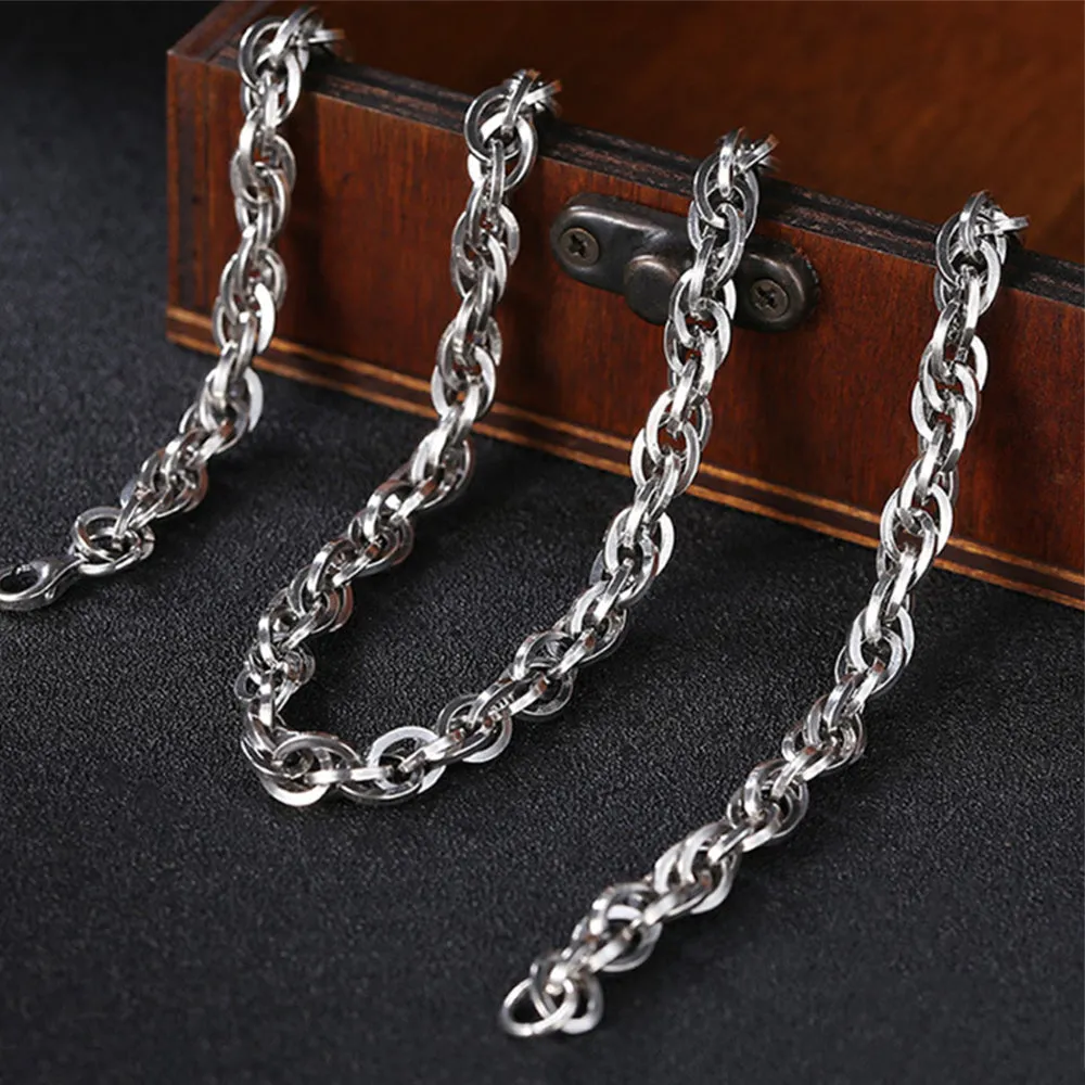 Men's Real Solid 925 Sterling Silver Necklaces Braided Twist Fashion Jewelry 22"