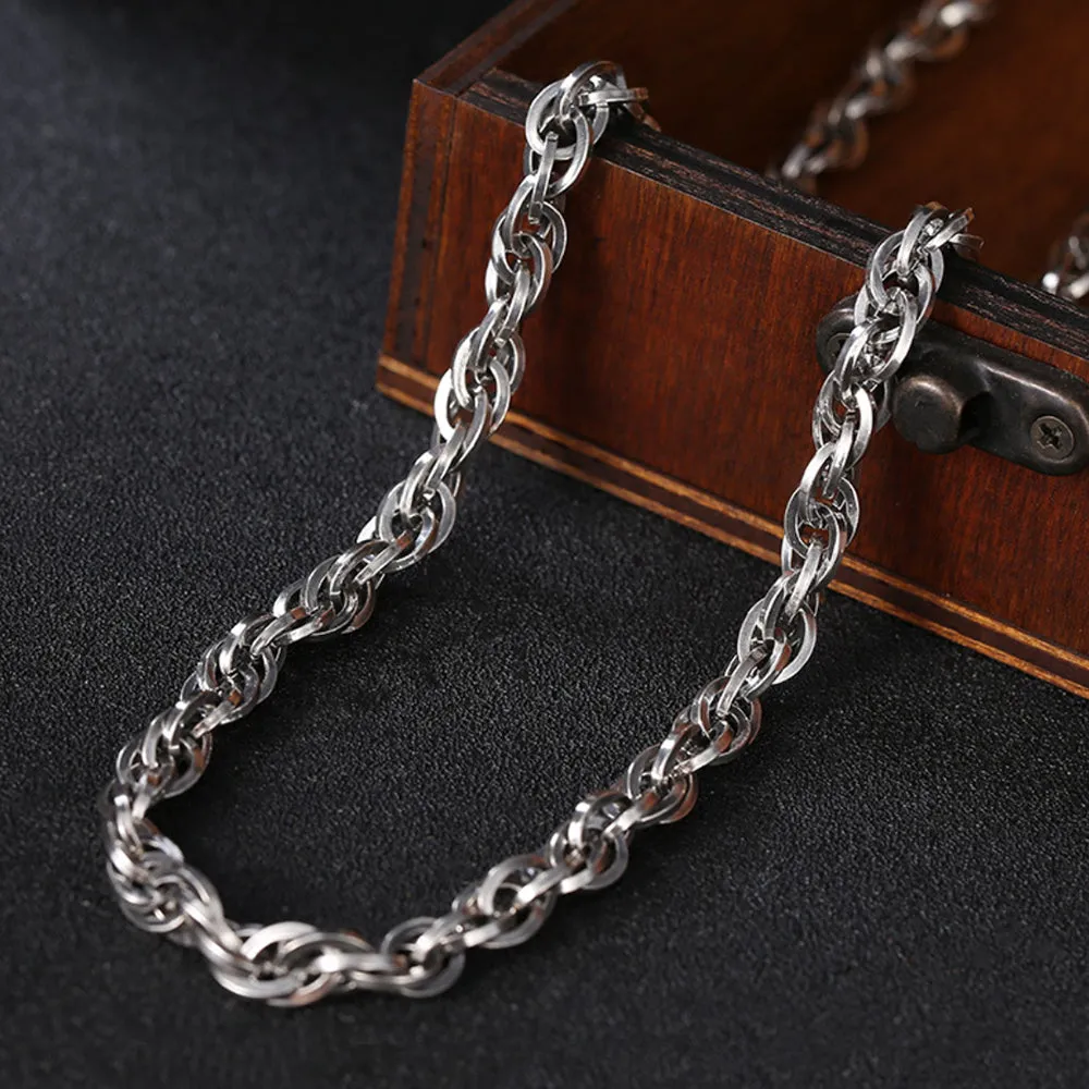 Men's Real Solid 925 Sterling Silver Necklaces Braided Twist Fashion Jewelry 22"