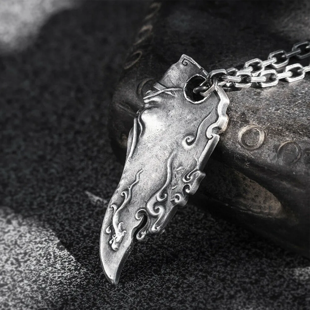 Men's Real Solid 999 Sterling Silver Pendants Knife Auspicious Cloud Fashion Jewelry