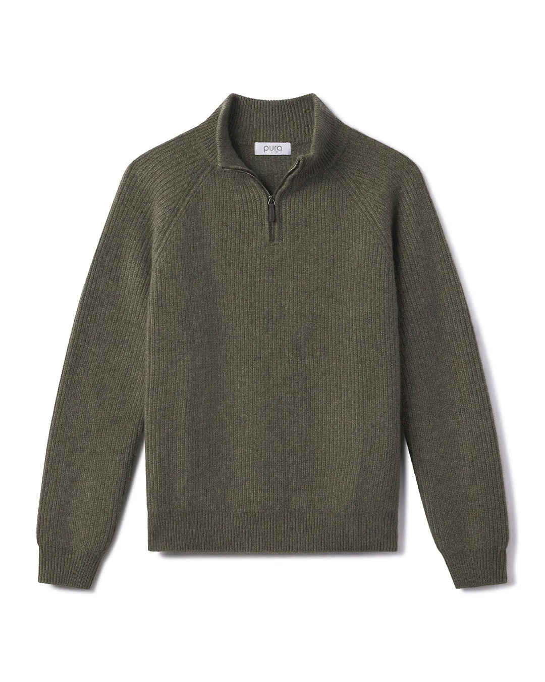 Men's Ribbed Cashmere Half Zip