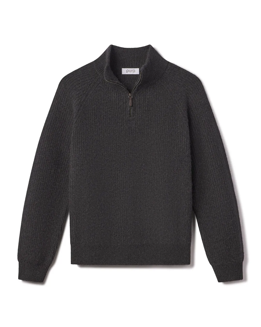 Men's Ribbed Cashmere Half Zip
