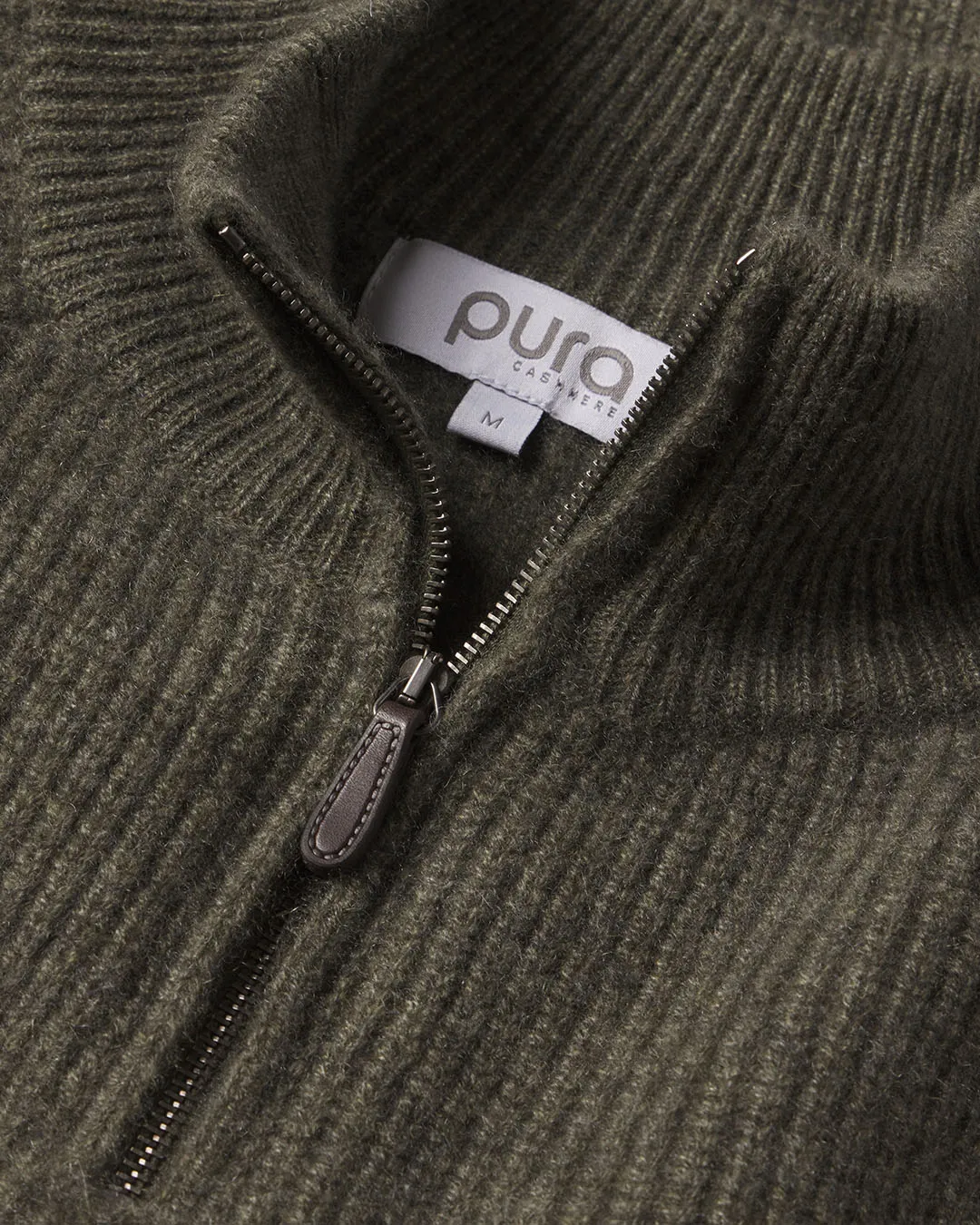 Men's Ribbed Cashmere Half Zip