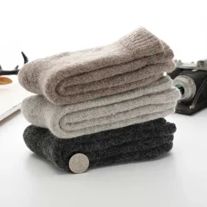 Men's Socks Super Thicker Solid Merino Wool Rabbit Snow Winter Warm Funny Happy Male Men calceta hombre skarpety meskie T221011